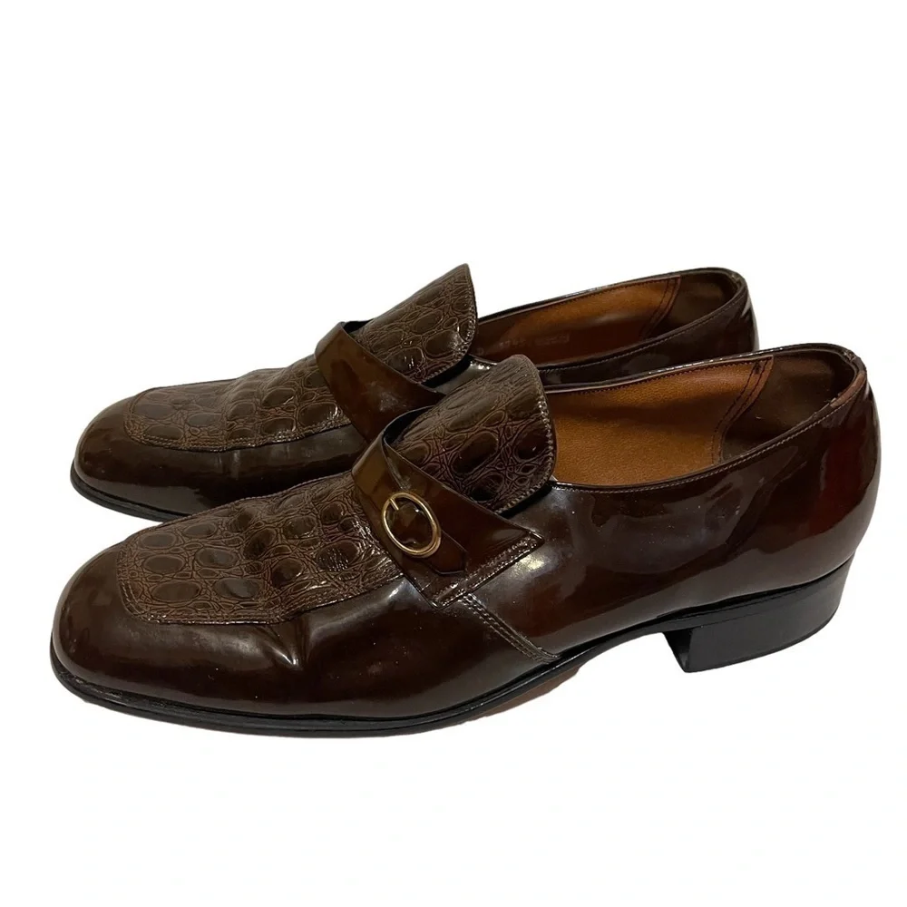 Mens RAND Patent Leather Slip On Loafers Dress Shoes - Picture 2 of 8